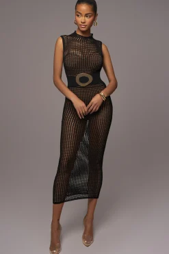 Black Pacific Tides Crochet Maxi Dress*JLUXLABEL Outlet
