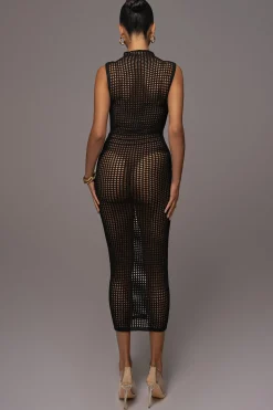 Black Pacific Tides Crochet Maxi Dress*JLUXLABEL Outlet