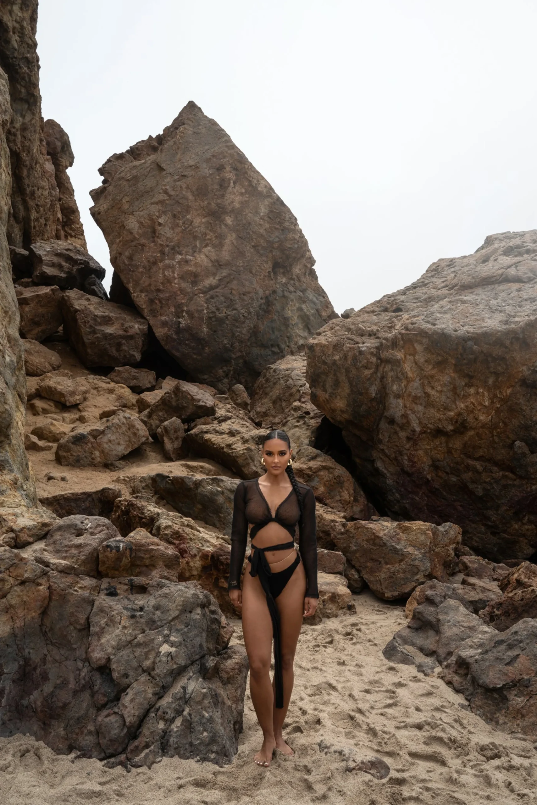 Black Palm City Netted Wrap Top*JLUXLABEL Fashion