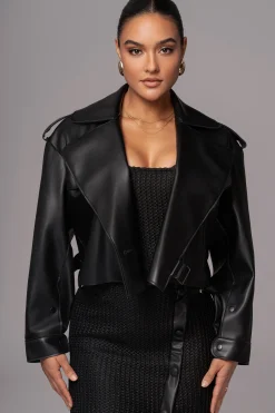 Black Raja Faux Leather Jacket*JLUXLABEL Clearance