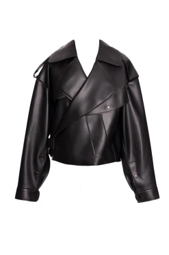 Black Raja Faux Leather Jacket*JLUXLABEL Clearance