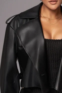 Black Raja Faux Leather Jacket*JLUXLABEL Clearance