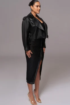 Black Raja Faux Leather Jacket*JLUXLABEL Clearance