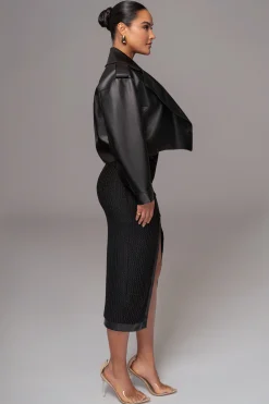 Black Raja Faux Leather Jacket*JLUXLABEL Clearance