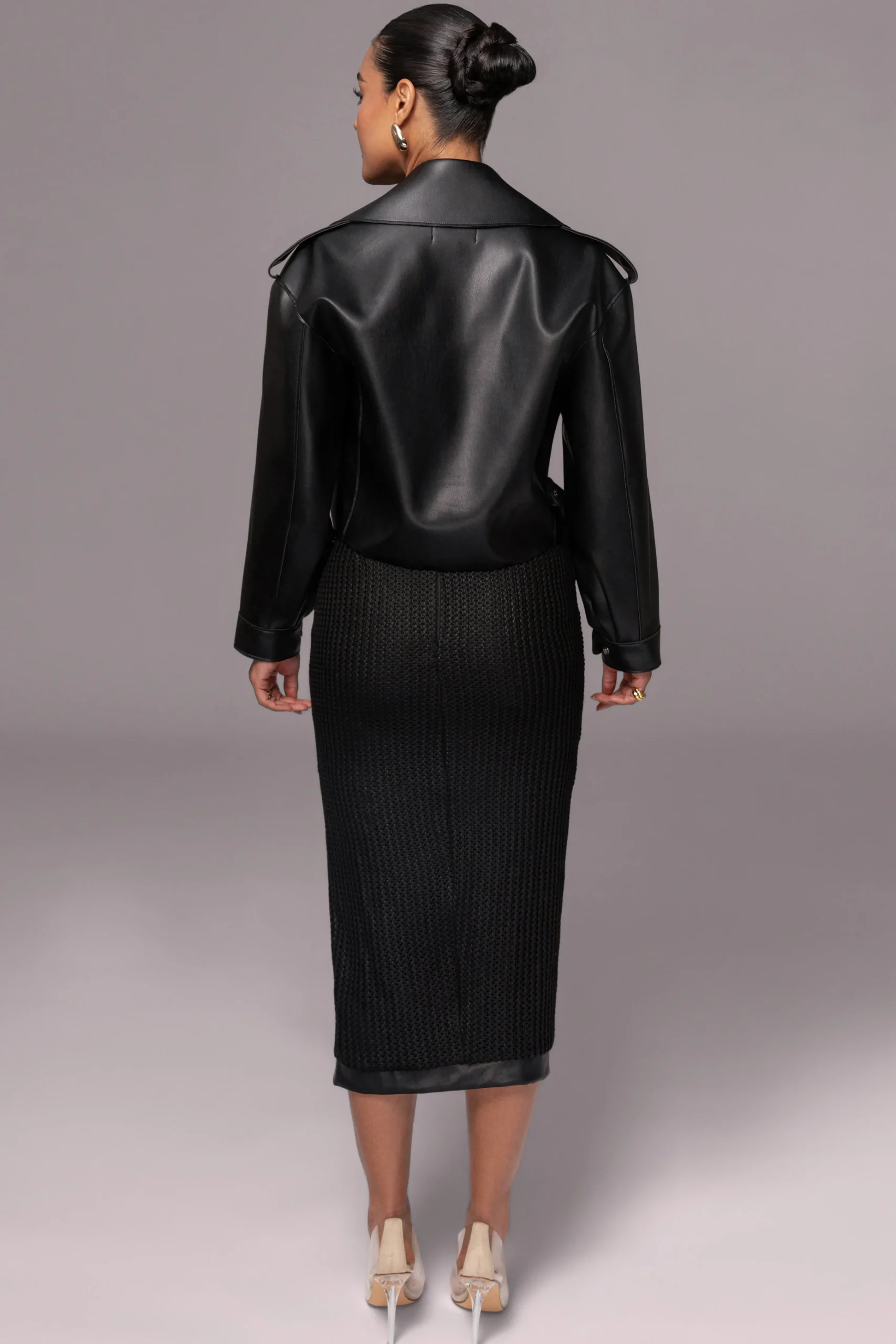 Black Raja Faux Leather Jacket*JLUXLABEL Clearance