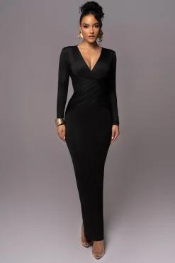 Black Rowan Plunge Maxi Dress*JLUXLABEL New