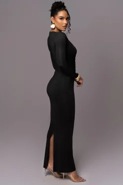 Black Rowan Plunge Maxi Dress*JLUXLABEL New