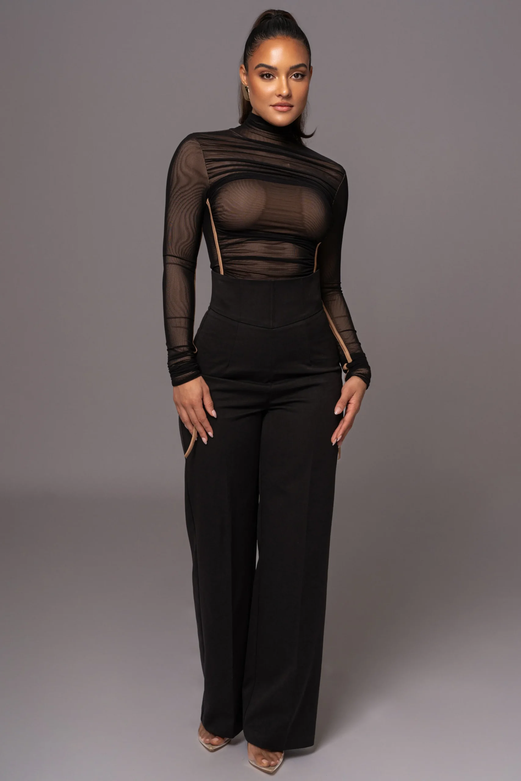 Black Santiana Turtleneck Top*JLUXLABEL Clearance