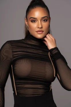 Black Santiana Turtleneck Top*JLUXLABEL Clearance