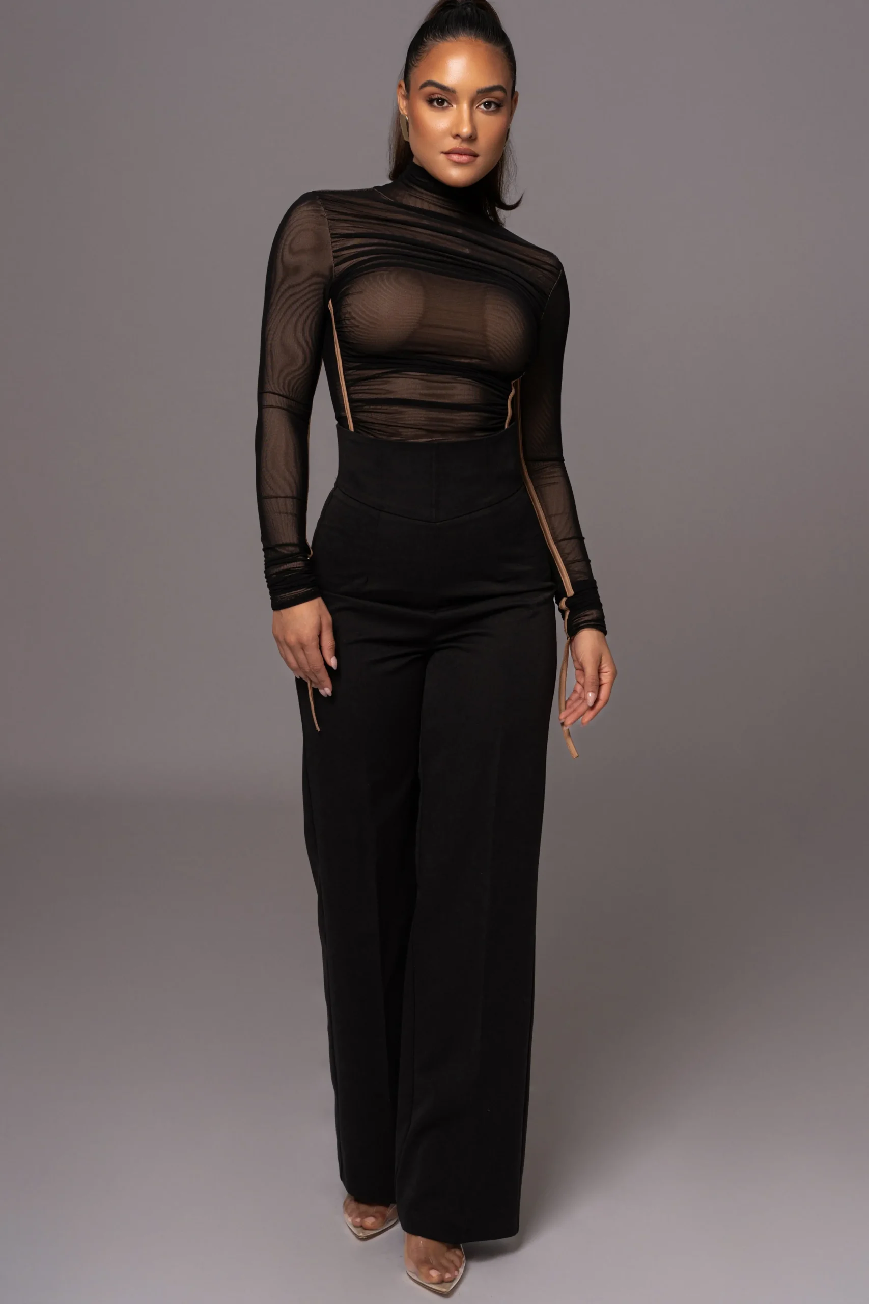 Black Santiana Turtleneck Top*JLUXLABEL Clearance