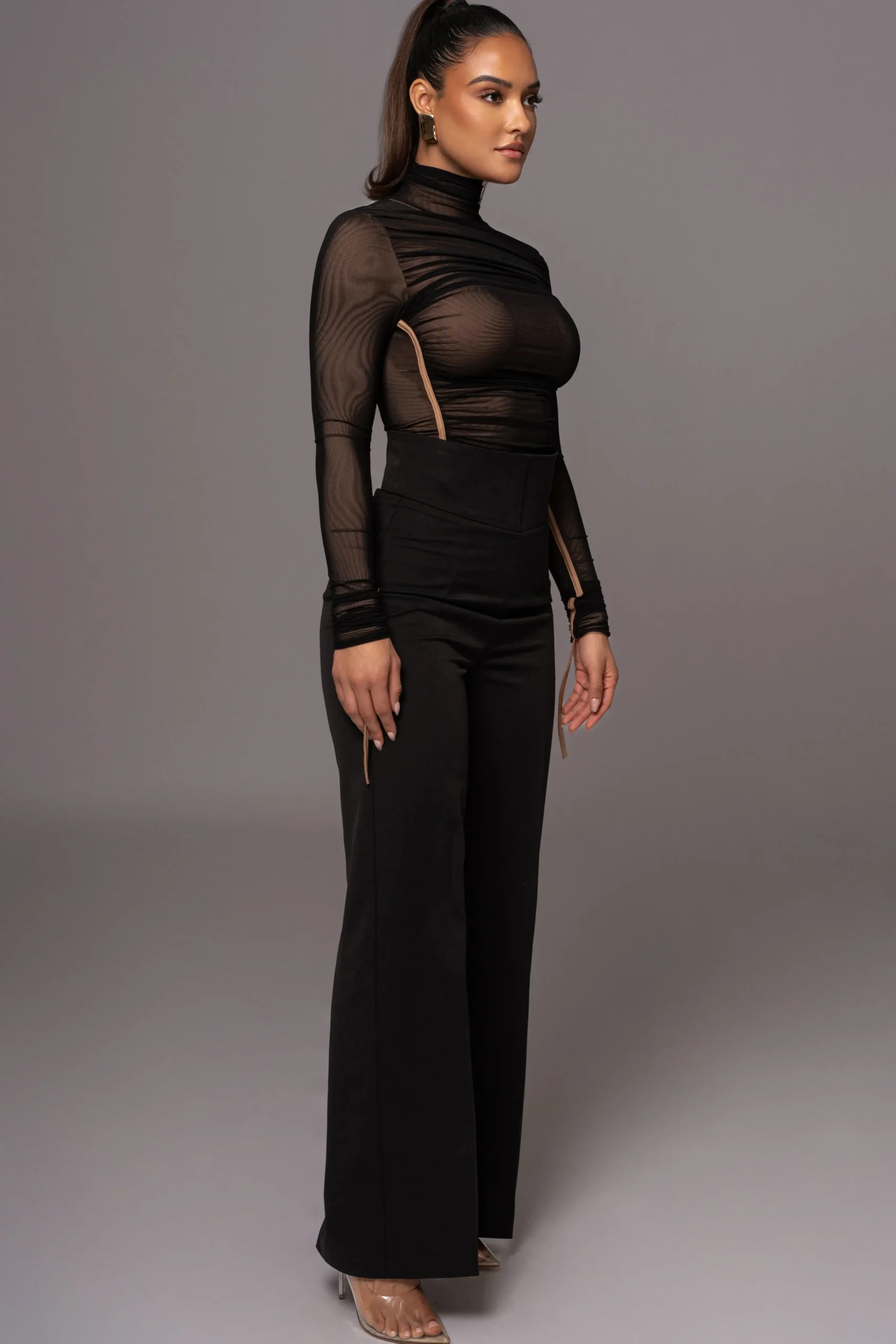 Black Santiana Turtleneck Top*JLUXLABEL Clearance