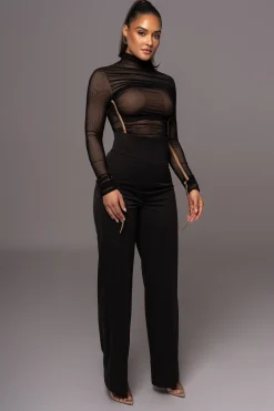 Black Santiana Turtleneck Top*JLUXLABEL Clearance