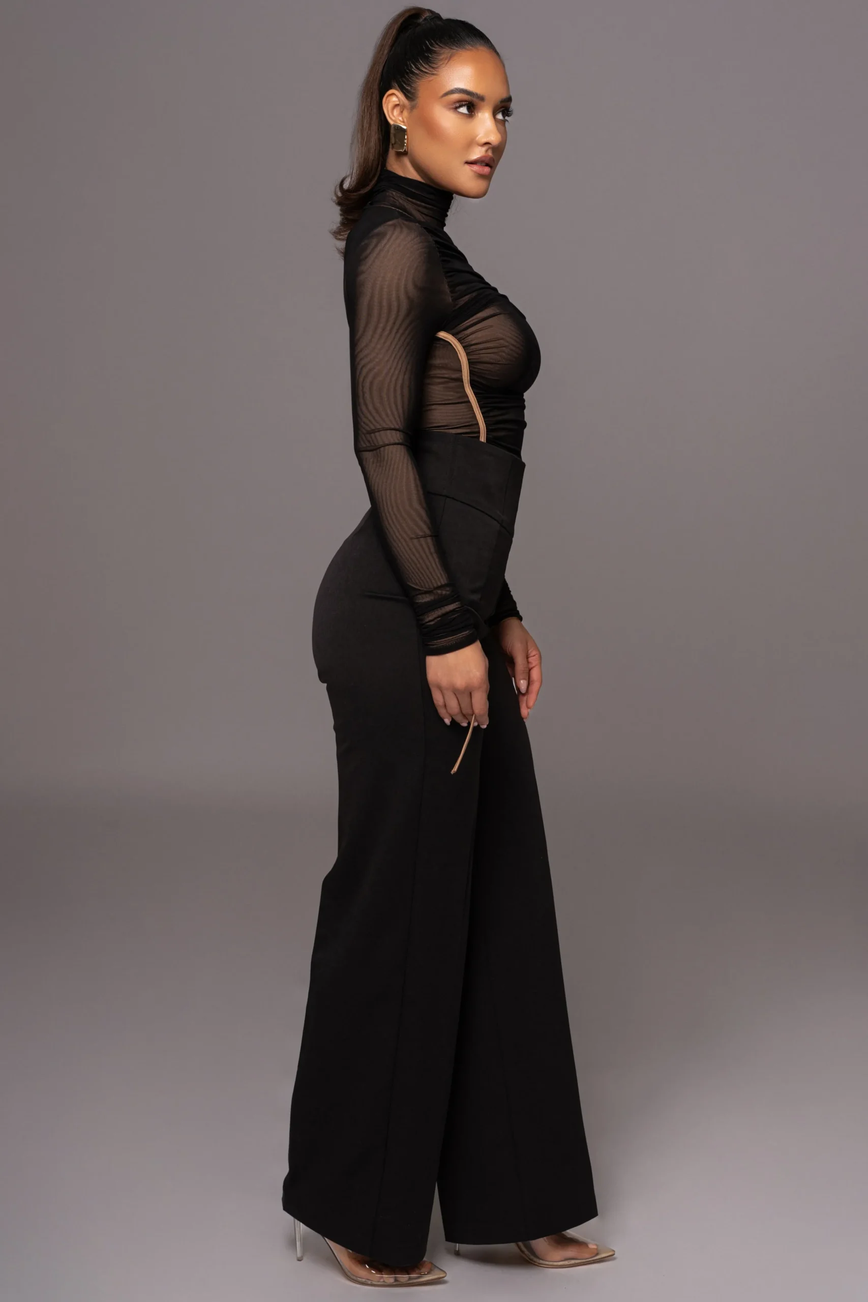 Black Santiana Turtleneck Top*JLUXLABEL Clearance