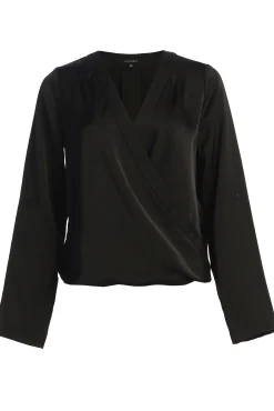 Black Satin Draped Top*JLUXLABEL Clearance