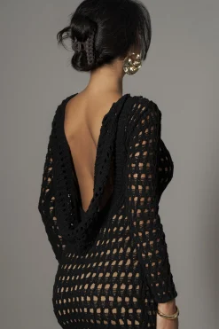 Black Serene Wonders Crochet Dress*JLUXLABEL Sale