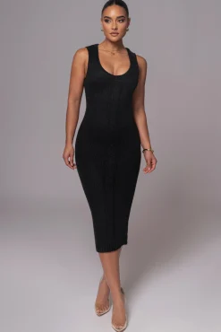 Black Sleeveless Cable Knit Dress*JLUXLABEL Best