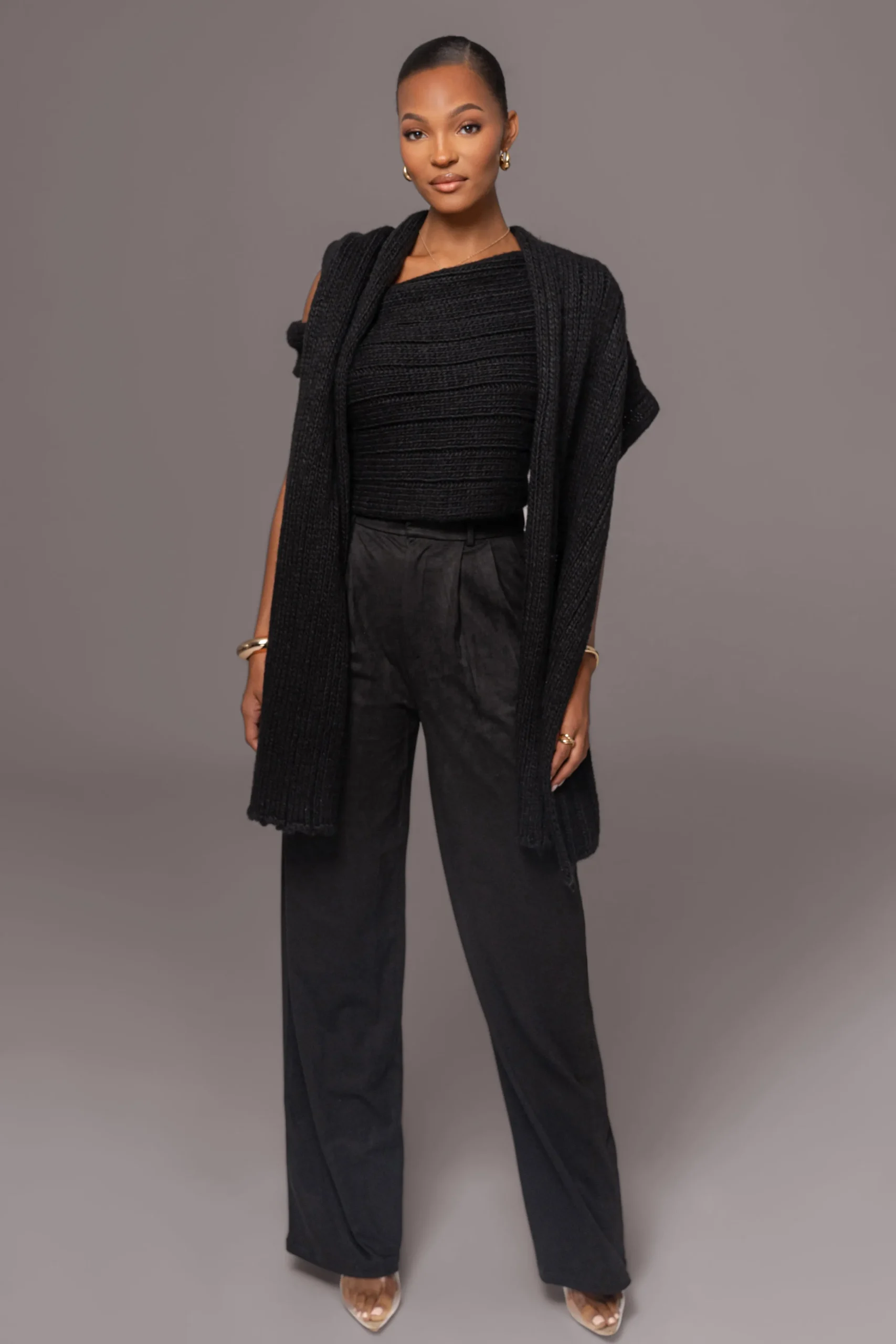 Black Soft Life Cable Knit Sweater Top*JLUXLABEL Best