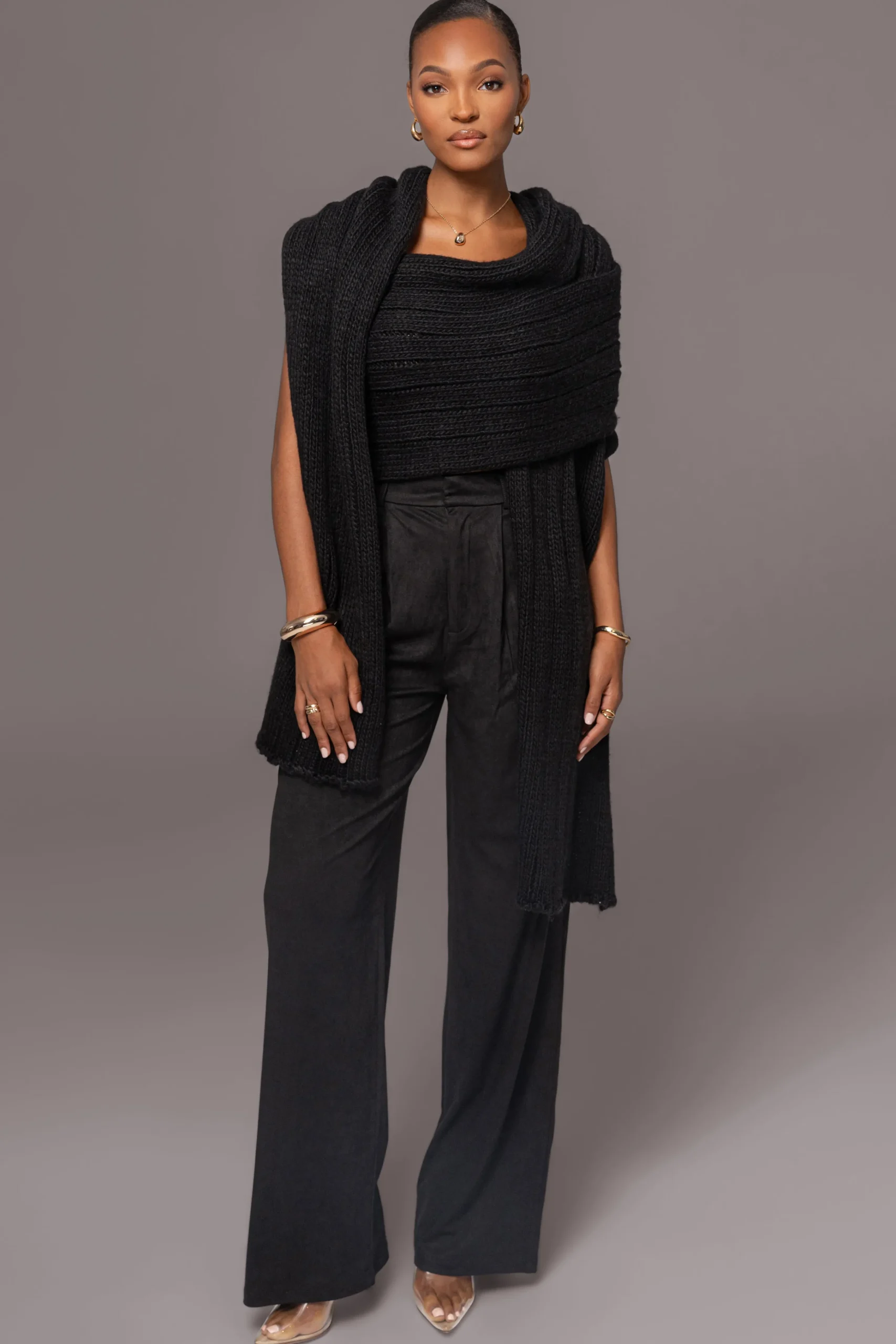 Black Soft Life Cable Knit Sweater Top*JLUXLABEL Best