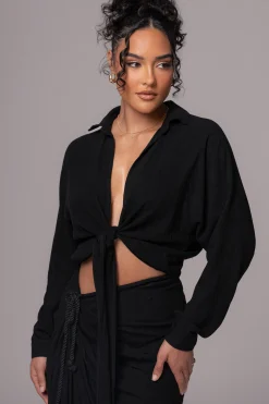 Black Soho Front Tied Woven Top*JLUXLABEL Fashion