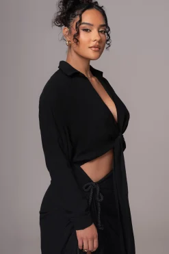 Black Soho Front Tied Woven Top*JLUXLABEL Fashion
