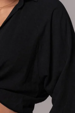 Black Soho Front Tied Woven Top*JLUXLABEL Fashion
