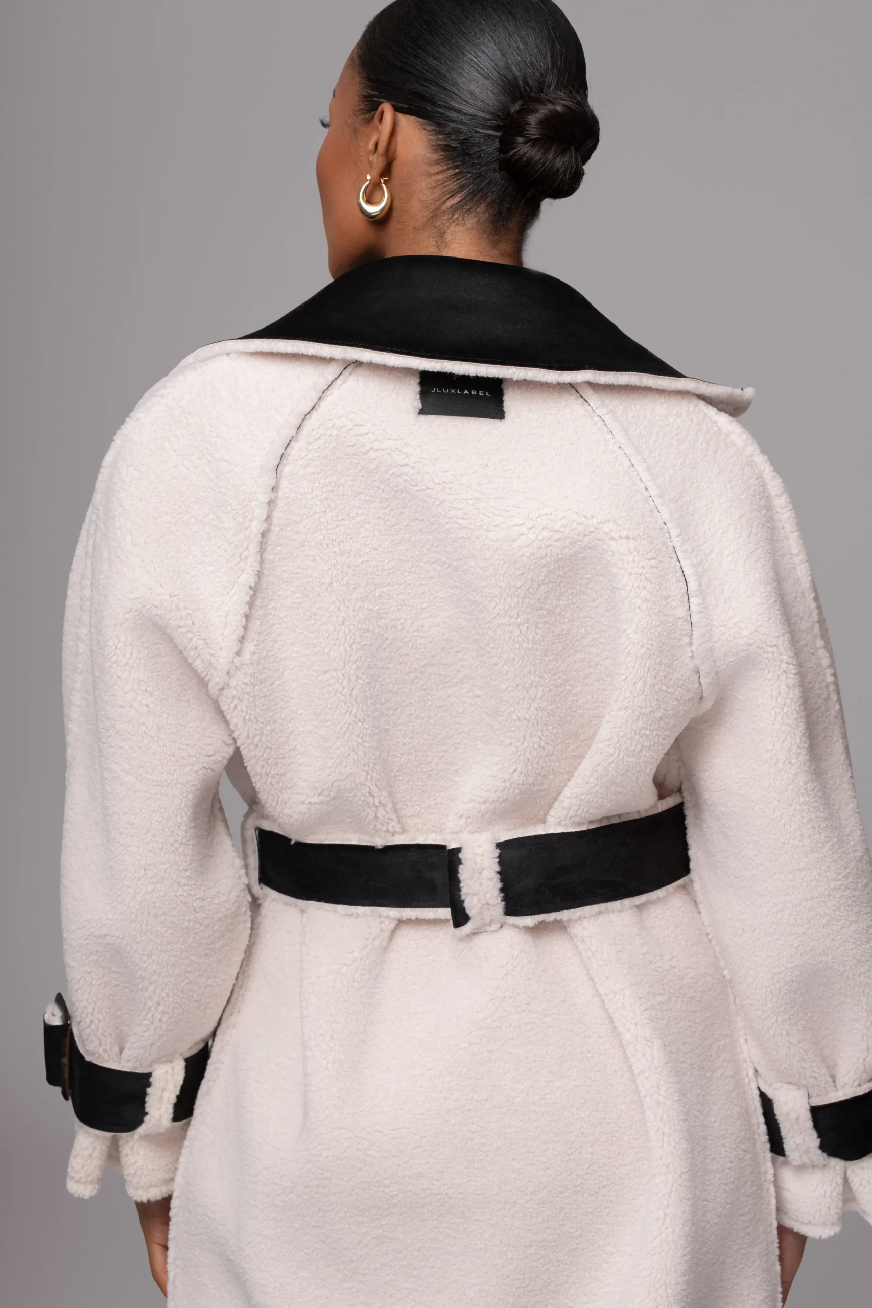 Black Suede And Sherpa Reversible Coat*JLUXLABEL New