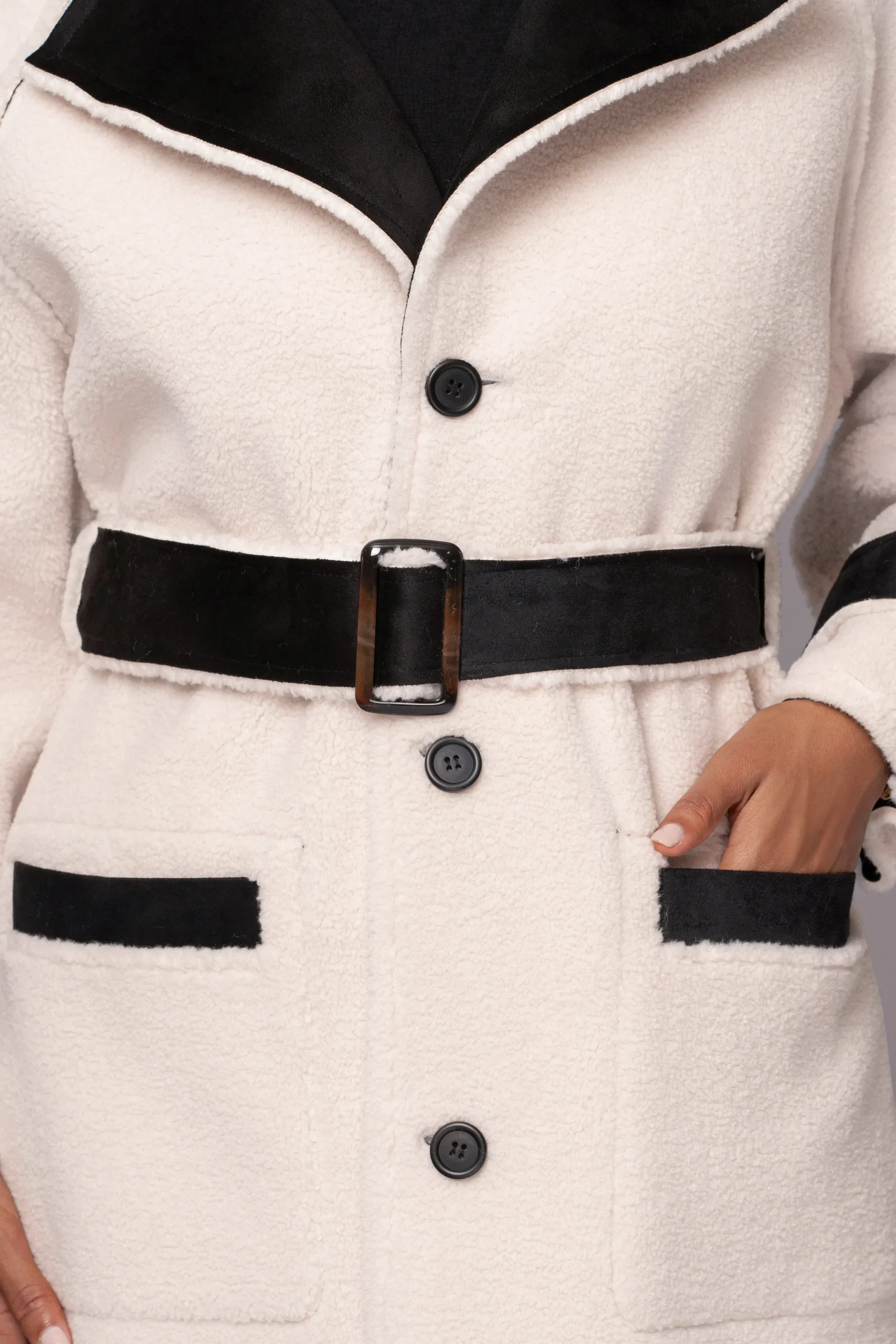 Black Suede And Sherpa Reversible Coat*JLUXLABEL New