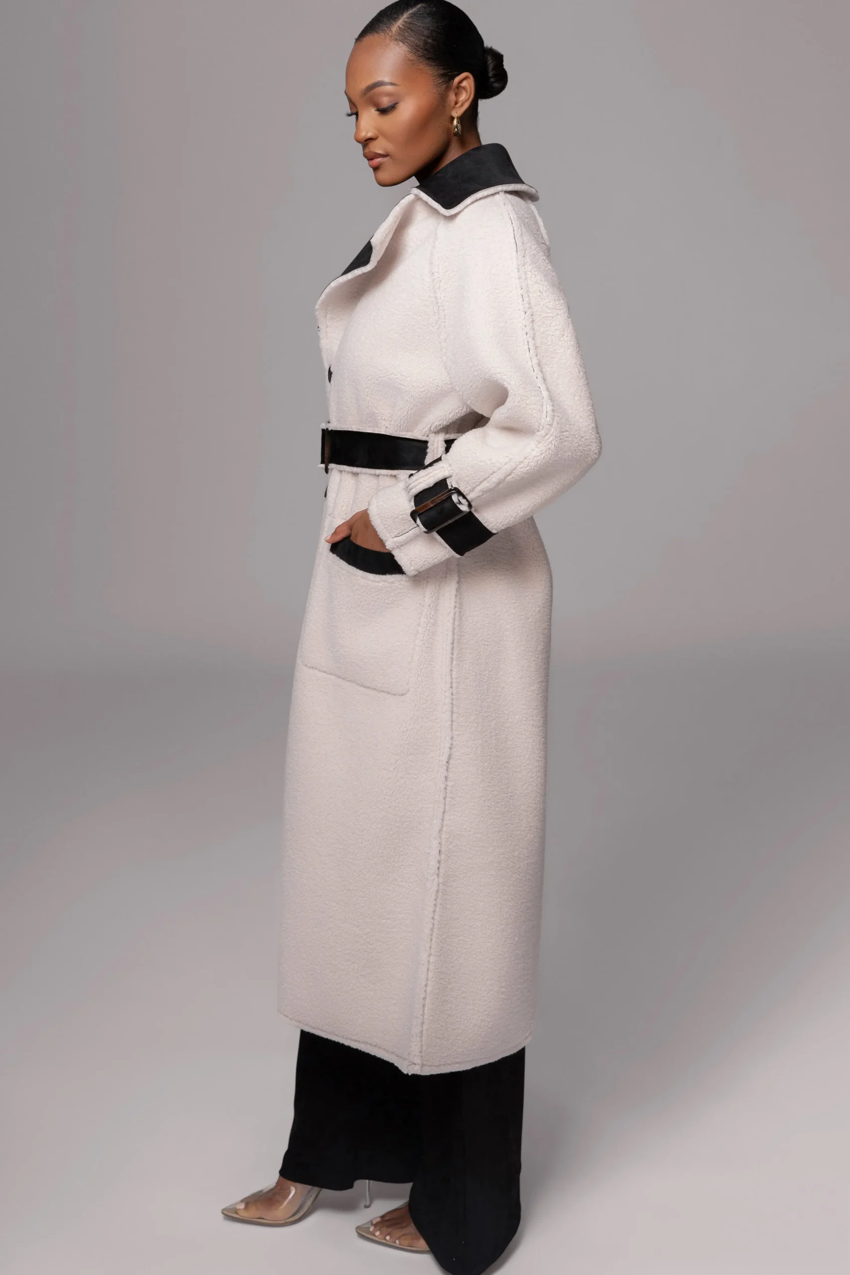 Black Suede And Sherpa Reversible Coat*JLUXLABEL New