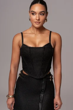 Black Textured Harley Corset Top*JLUXLABEL Fashion