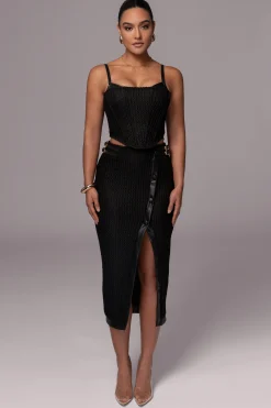 Black Textured Harley Corset Top*JLUXLABEL Fashion