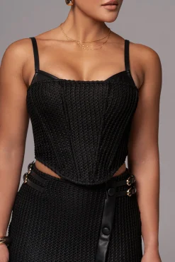 Black Textured Harley Corset Top*JLUXLABEL Fashion