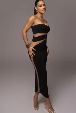 Black Unpredictable Midi Dress*JLUXLABEL Outlet