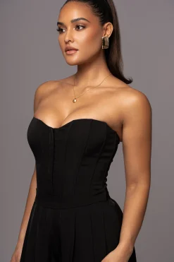 Black Viv Satin Bustier Top*JLUXLABEL Sale