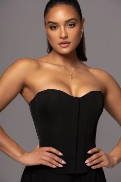 Black Viv Satin Bustier Top*JLUXLABEL Sale