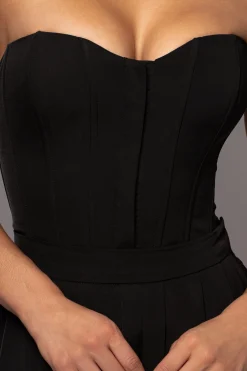 Black Viv Satin Bustier Top*JLUXLABEL Sale