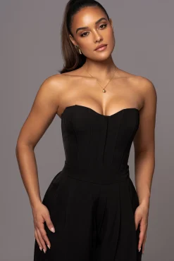 Black Viv Satin Bustier Top*JLUXLABEL Sale