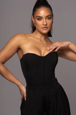 Black Viv Satin Bustier Top*JLUXLABEL Sale