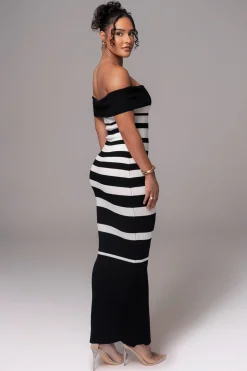 Black/Ivory Striped Custom  Maxi Dress*JLUXLABEL Hot