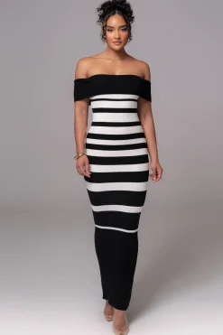 Black/Ivory Striped Custom  Maxi Dress*JLUXLABEL Hot