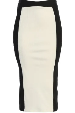 Black/White Celebration Colorblock Midi Skirt*JLUXLABEL Discount