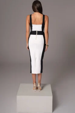 Black/White Celebration Colorblock Midi Skirt*JLUXLABEL Discount