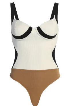 Black/White Throwback Colorblock Bodysuit*JLUXLABEL Fashion