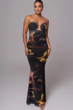 Black/Yellow Bethany Strapless Maxi Dress*JLUXLABEL Fashion