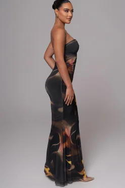 Black/Yellow Bethany Strapless Maxi Dress*JLUXLABEL Fashion