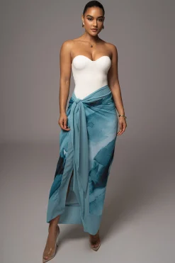 Blue Abstract Marine Print Sarong*JLUXLABEL Discount