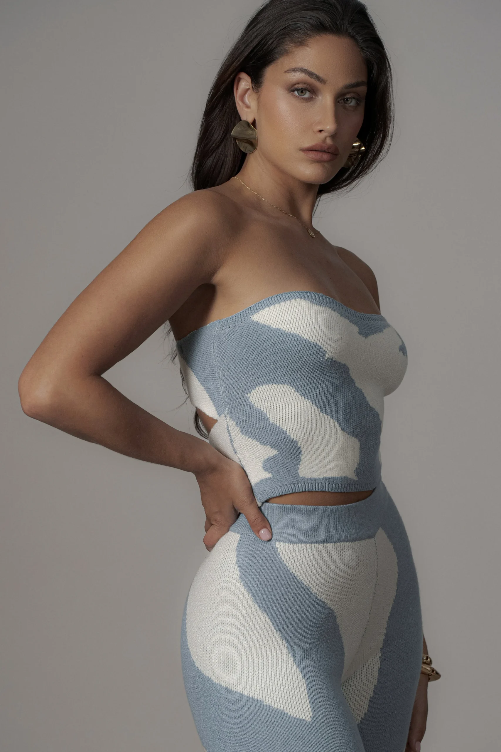 Blue Abstract Tropic Oasis Top*JLUXLABEL New