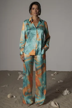 Blue  Hidden Gems Satin Pant Set*JLUXLABEL Fashion