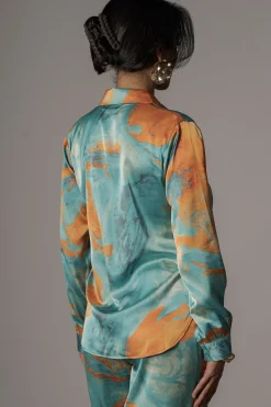 Blue  Hidden Gems Satin Pant Set*JLUXLABEL Fashion