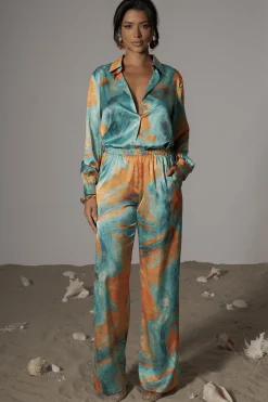 Blue  Hidden Gems Satin Pant Set*JLUXLABEL Fashion