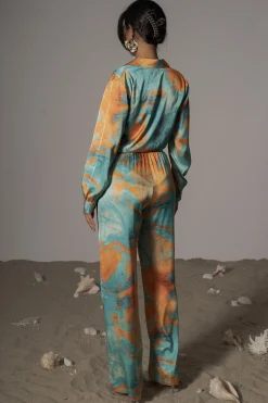 Blue  Hidden Gems Satin Pant Set*JLUXLABEL Fashion